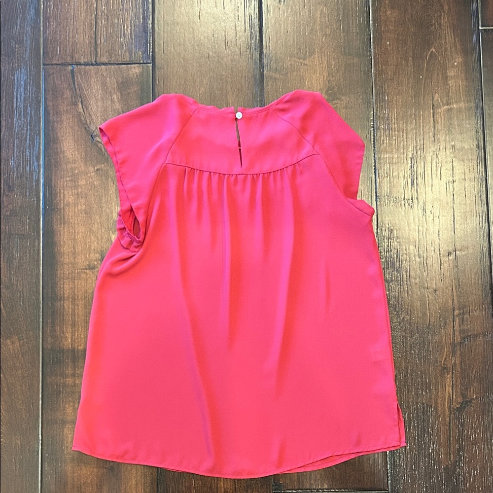LOFT Vibrant Red Ruffle Blouse - Picture 2 of 3